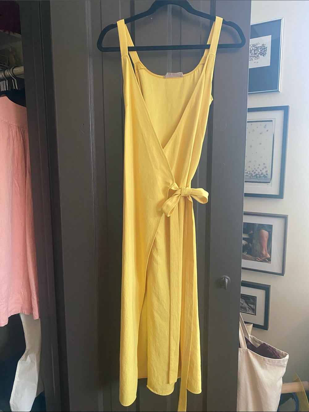 Everlane Sunny Yellow Wrap Midi Dress